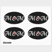 ママと赤いハート 楕円形シール (シート)