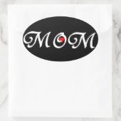 ママと赤いハート 楕円形シール (バッグ)