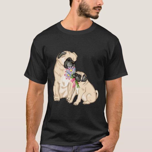 ママと赤ちゃんパグ フィット 731 Tシャツ (正面)