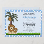 ママと赤ちゃんライオンのベビーシャワー招待状 招待状 (正面/裏面)