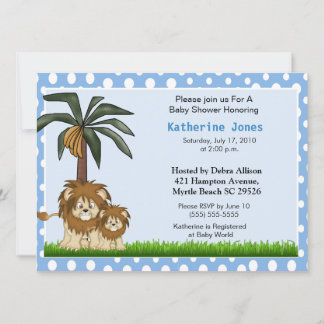 ママと赤ちゃんライオンのベビーシャワー招待状 招待状