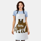 ママと4つの子供のプレゼントの母の子とクマ エプロン (着用した状態)