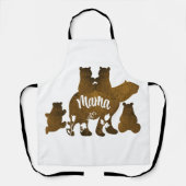 ママと4つの子供のプレゼントの母の子とクマ エプロン (正面)