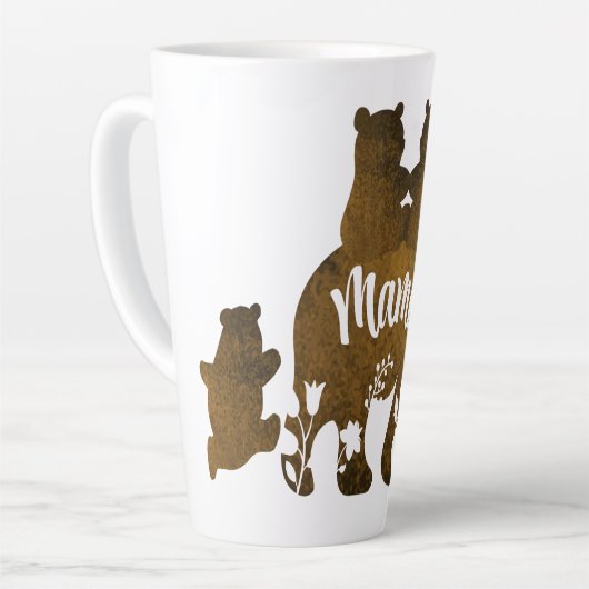 ママと4つの子供のプレゼントの母の子とクマ カフェラテマグ (左アングル)