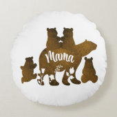 ママと4つの子供のプレゼントの母の子とクマ ラウンドクッション (正面)