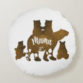 ママと4つの子供のプレゼントの母の子とクマ ラウンドクッション (裏面)