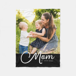 ママになった記念のブラックフォト フリースブランケット