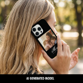 ママになった記念のホワイトエレガントスクリプト写真 iPhone 15 PROケース