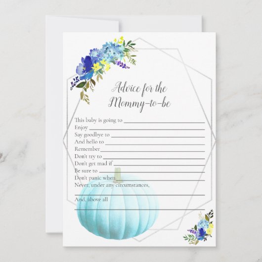 ママになるあなたへのアドバイス｜ブルー 招待状 (正面)