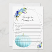 ママになるかぼちゃの赤ちゃんシャワーアドバイス |青 招待状 (正面)