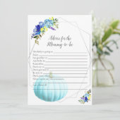 ママになるかぼちゃの赤ちゃんシャワーアドバイス |青 招待状 (スタンド正面)