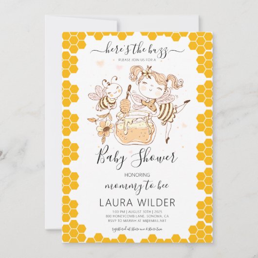 ママになるためのテーマの水彩ベイビーシャワー 招待状 (正面)