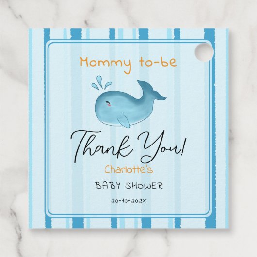 ママになるための可愛いクジラのベビーシャワー フェイバータグ (裏面)