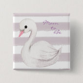 ママになるタイポグラフィパープルストライプガールシャワー 缶バッジ (正面)