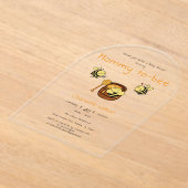 ママになるハチのキュートな蜂蜜 赤ちゃんのお披露目パーティー アクリル招待状 (レイダウン)