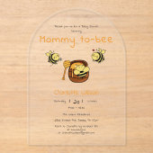 ママになるハチのキュートな蜂蜜 赤ちゃんのお披露目パーティー アクリル招待状 (正面)