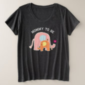 ママになるピンクの象と赤ちゃん プラスサイズTシャツ (デザイン正面)