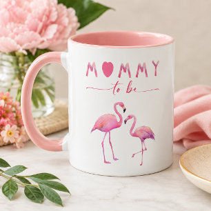 ママになるフラミンゴベビーシャワーマグ マグカップ
