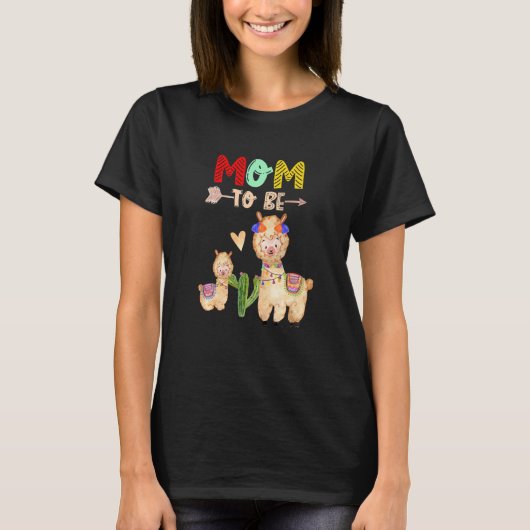 ママになるラマのベビーシャワー Tシャツ (正面)