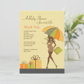 ママになる人のためのシャワー招待状（エボニー） 招待状 (スタンド正面)