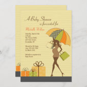 ママになる人のためのシャワー招待状（エボニー） 招待状 (正面/裏面)