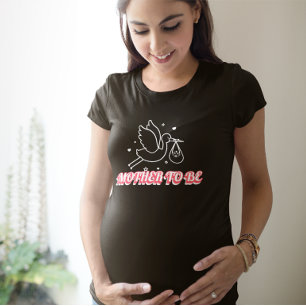 ママになる幸せ コウノトリ 妊娠発表 Tシャツ