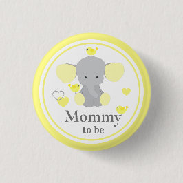 ママになる男の赤ちゃんガールシャワーエレファント 缶バッジ