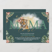 ママになる虎の動物ワイルドベイビーガールシャワー 招待状 (正面/裏面)