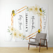 ママになる蜂の花の幾何学的なベイビーシャワー タペストリー (インサイチュ(横))