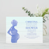ママになる青いベイビーシャワー招待状 招待状 (スタンド正面)