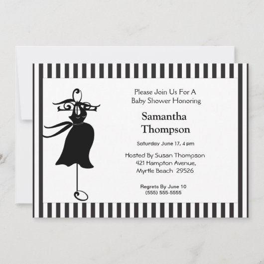 ママになる シルエット ベビーシャワー 招待状 (正面)