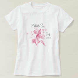 ママになる ピンクの花束 ガールベビーシャワー Tシャツ