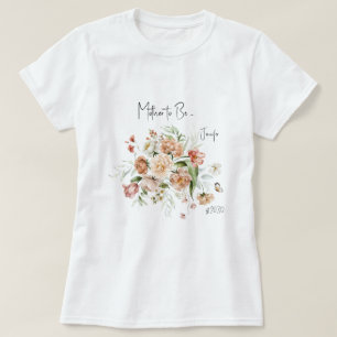 ママになる ブルッシュピンクのベビーシャワー Tシャツ