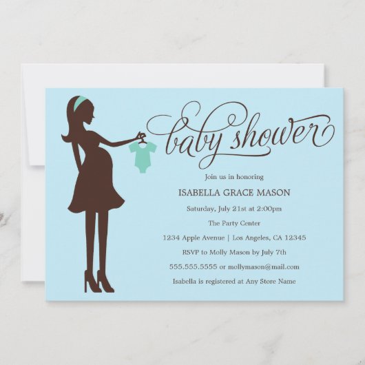 ママになる | ベビーブルー 招待状 (正面)