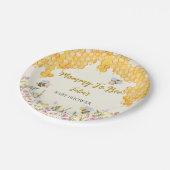 ママにビーかわいい（昆虫）マルハナバチフローラ赤ちゃんシャワー ペーパープレート (アングル)