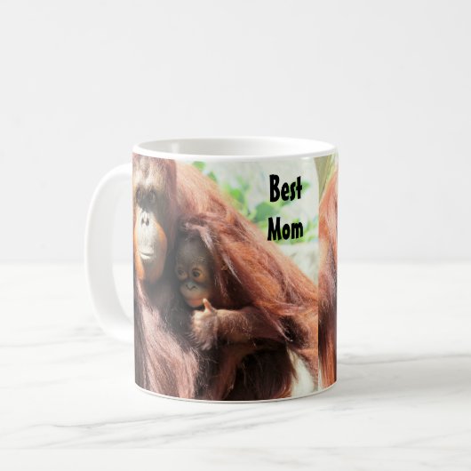 ママに向けて最高の親指- Orangutan Mug コーヒーマグカップ (正面左)