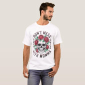 ママに手を出すな 花柄スカル Tシャツ (正面フル)