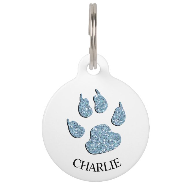 ママに電話して - 青アラートの犬の名札メッセージ ペット　ネームタグ (正面)