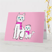 ママねこちゃんとリリーの母の日 カード (黄色い花)