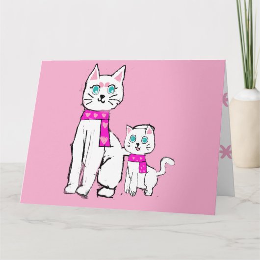ママねこちゃんとリリーの母の日 カード (正面)