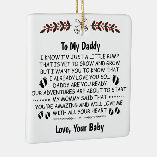 ママのおなかからパパへプレゼントするパパ セラミックオーナメント (右)