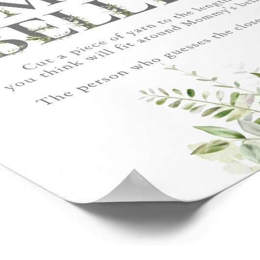 ママのおなかの赤ちゃんシャワーの大きさ ポスター (角)