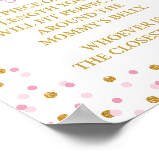 ママのおなかの赤ちゃんシャワーゲームピンク ポスター (角)