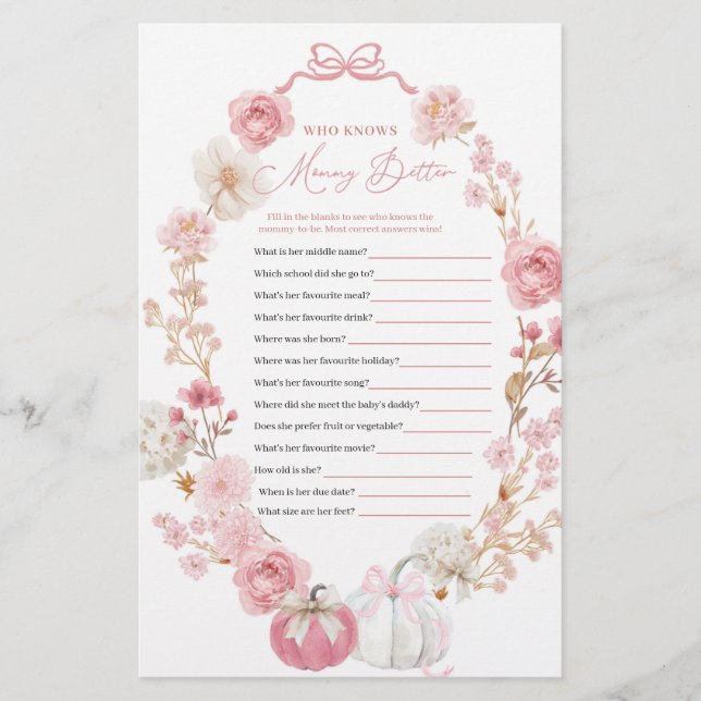 ママのことをよく知っている白とピンクのカボチャ (正面)