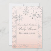 ママのことを一番知っているのは誰？ シャワーゲーム  ピンクの雪の結晶 招待状 (裏面)