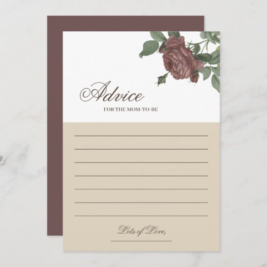 ママのためのアドバイスバーガンディ赤面フローラ金ゴールドカード 招待状 (正面/裏面)