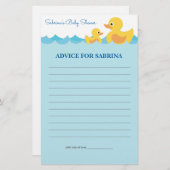 ママのためのアドバイスラバーダック赤ちゃんシャワーゲーム (正面/裏面)