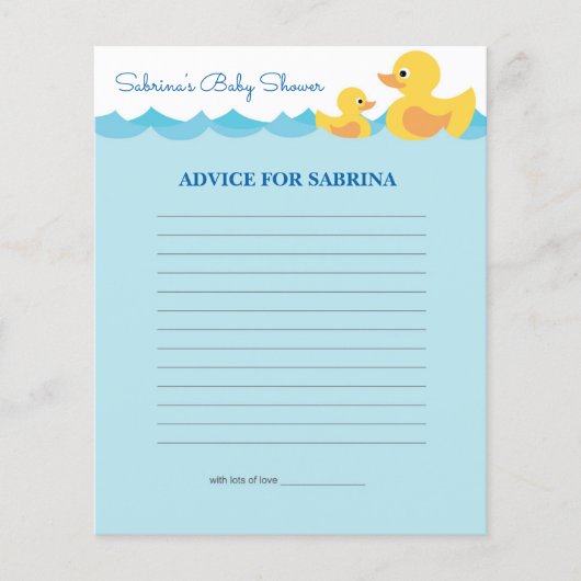 ママのためのアドバイスラバーダック赤ちゃんシャワーゲーム (正面)