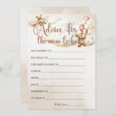 ママのためのアドバイス赤ちゃんシャワーゲームかわいいクマ 招待状 (正面/裏面)