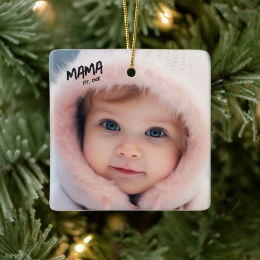 ママのためのクリスマスフォトキーピサ セラミックオーナメント (ツリー)